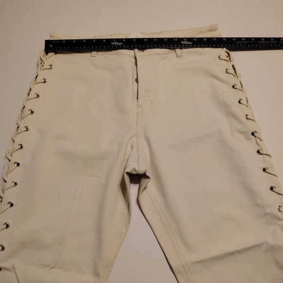 H&M Cream Lace Up Straight High Jeans - 16 - Picture 8 of 12